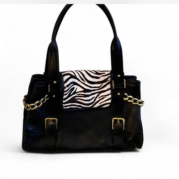 Handbags - Black and White Zebra  Women's Bag by Keneth Cole genuine Leather.Vintage Y2K